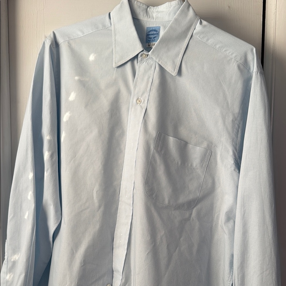 Light blue check button down